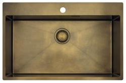 Pure.Sink Luxion Grande lavello in bronzo antico PVD 78x50 cm Tapwing con rubinetto e griglia inferiore PLX7850T-64