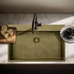 Pure.Sink Luxion Grande lavello in bronzo antico PVD 78x50 cm Tapwing con rubinetto e griglia inferiore PLX7850T-64