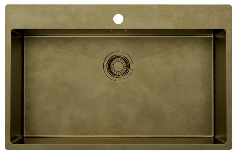 Pure.Sink Luxion Grande lavello in bronzo antico PVD 78x50 cm Tapwing con rubinetto e griglia inferiore PLX7850T-64