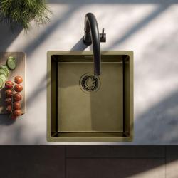 Pure.Sink Luxion PVD Antico Lavello in bronzo 36x40 cm sottopiano, incasso a filo e da appoggio  con griglia inferiore PLX3640-64