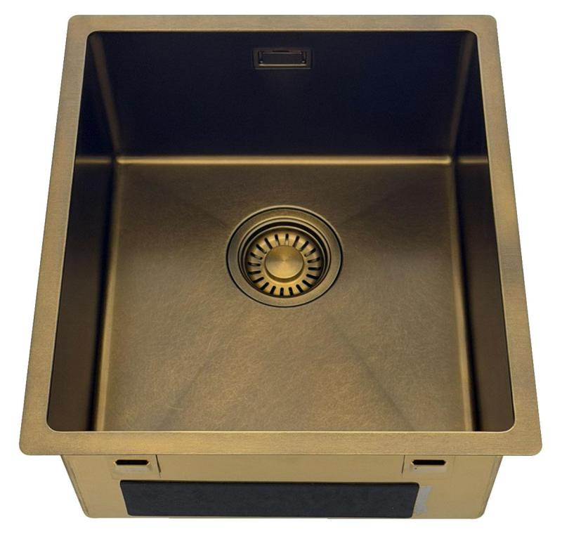 Pure.Sink Luxion PVD Antico Lavello in bronzo 36x40 cm sottopiano, incasso a filo e da appoggio  con griglia inferiore PLX3640-64