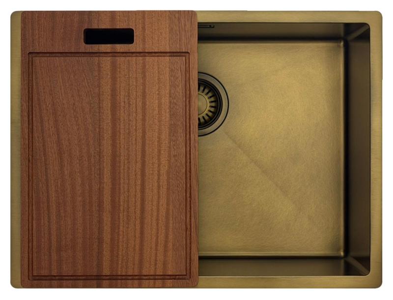 Pure.Sink Luxion PVD Antique Lavello in bronzo 55x40 cm sottopiano, incasso a filo e da appoggio  con griglia inferiore PLX5540-64