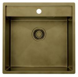 Pure.Sink Luxion PVD Antico Lavello in bronzo 51x50 cm Tapwing con foro per rubinetto e ripiano inferiore PLX5150T-64