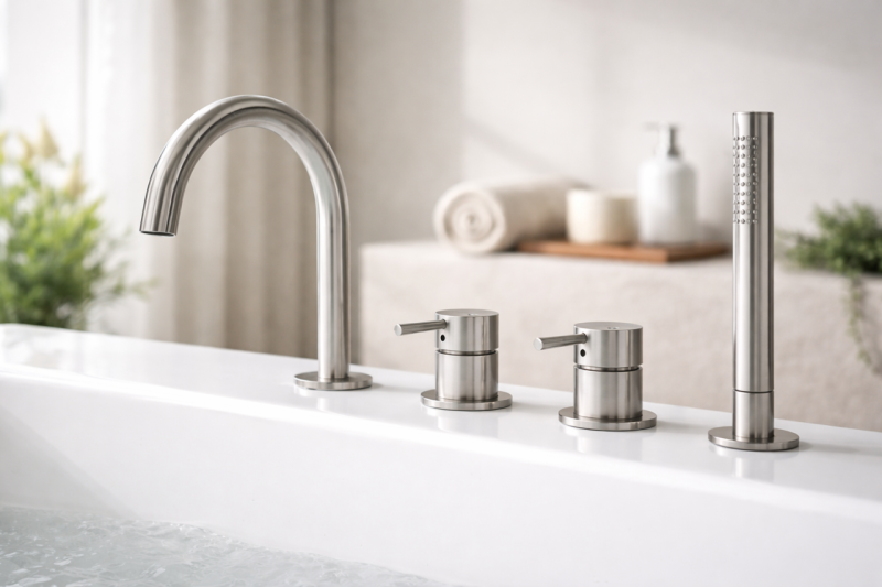 MURO TUA Miscelatore da incasso per vasca con bocca di erogazione rotonda e doccetta estraibile cromata 1208972441