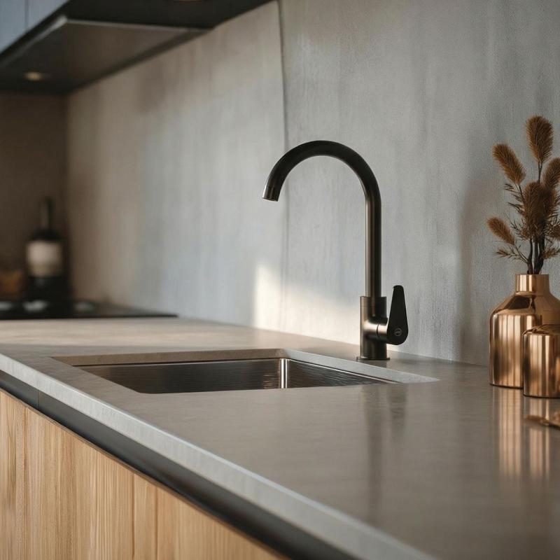 Aquanello Casa Miscelatore monocomando nero per cucina BL-1201-CS