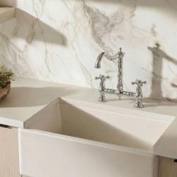 Aquanello Heritage Ascot Rubinetto da cucina classico in stile retrò con maniglie a croce, cromato CR-4001-HA