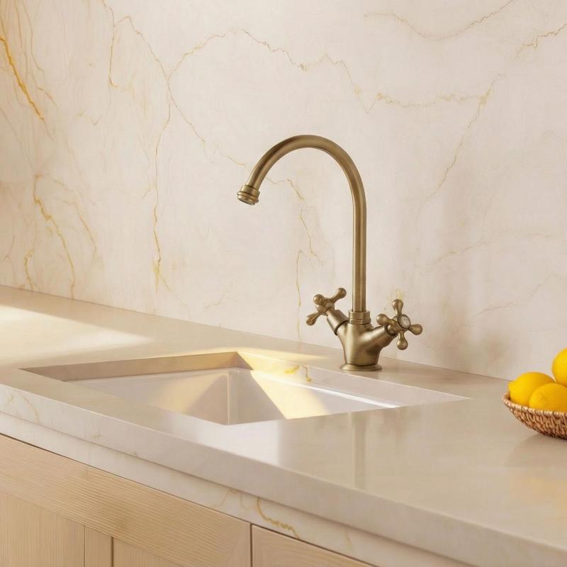 Aquanello Heritage Ascot Cucina classica - Rubinetto da cucina in stile retrò in bronzo con bocca rotonda BN-4003-HA