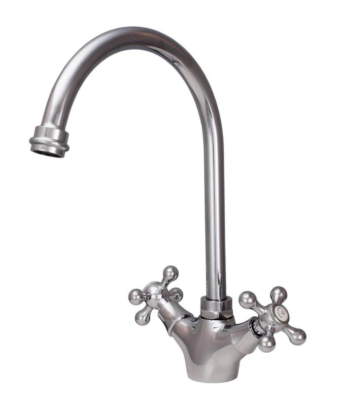 Aquanello Heritage Ascot Classic Kitchen Nostalgic Kitchen Faucet Chrome with Round Spout CR-4003-HA
