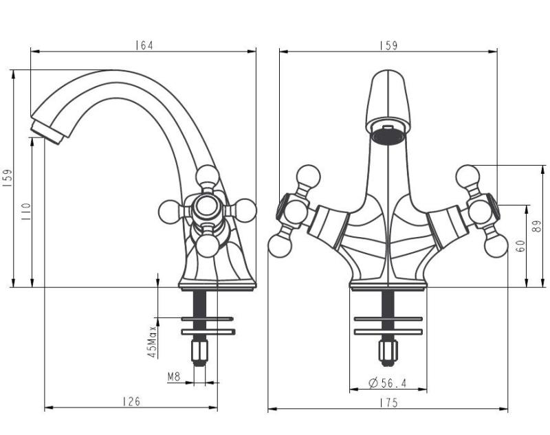 Aquanello Heritage Ascot Miscelatore lavabo classico nostalgico cromato CR-4101-HA