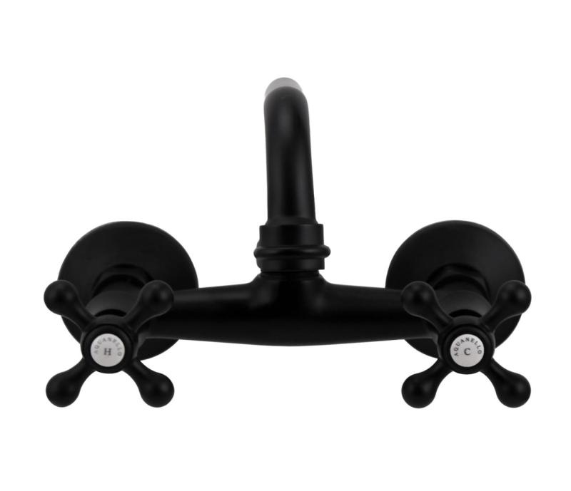 Aquanello Heritage Ascot Classic Kitchen Wall Faucet Top Spout Black BL-4110-HA