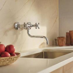 Aquanello Heritage Ascot Rubinetto da cucina classico da parete cromato CR-4111-HA