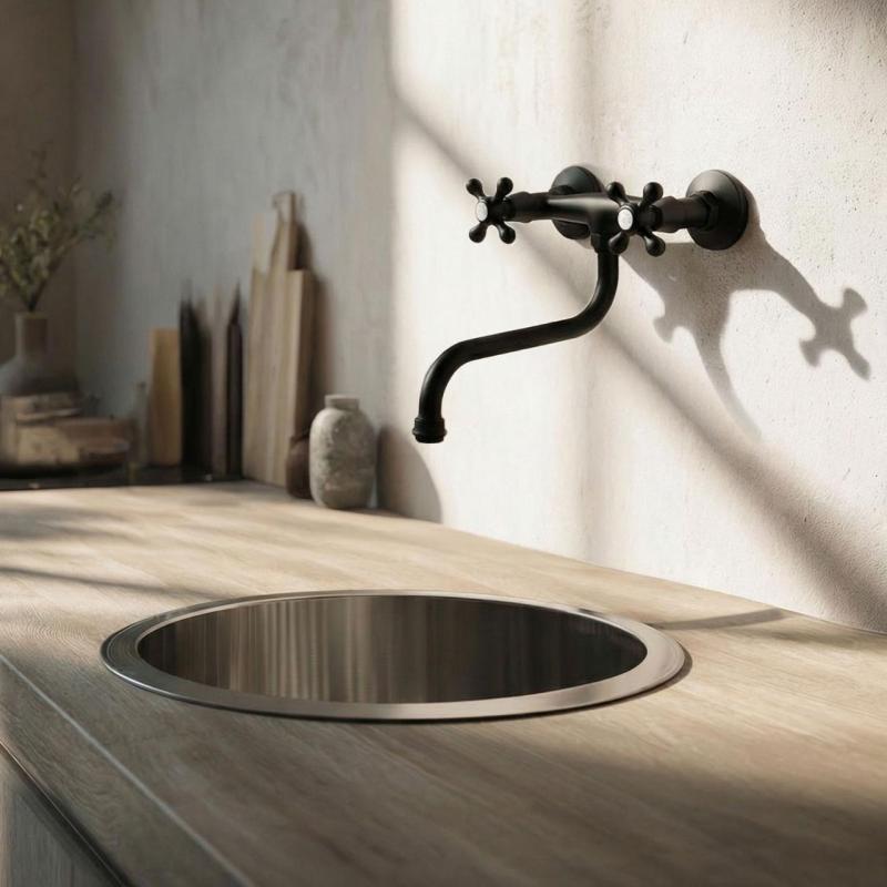 Aquanello Heritage Ascot Rubinetto da parete classico per cucina nero BL-4111-HA