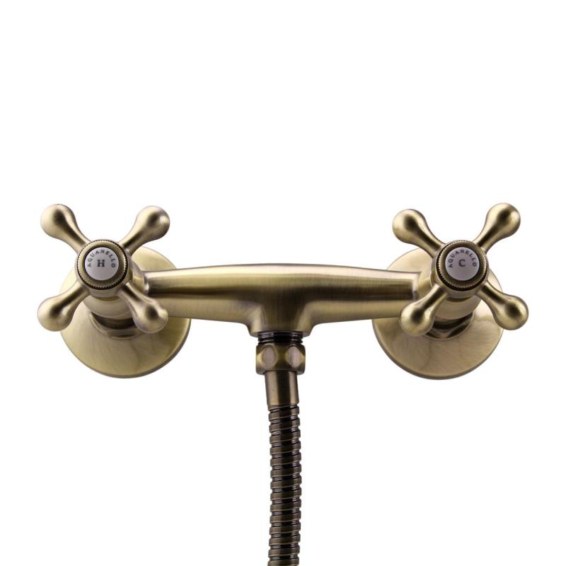 Aquanello Heritage Ascot Classic Surface-Mounted Shower Faucet Set with Star Knobs Bronze including Hand Shower BN-2002-HA
