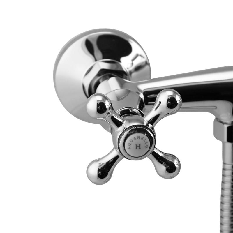 Aquanello Heritage Ascot Classic Surface-Mount Shower Faucet Set with Star Knobs Chrome including Hand Shower CR-2002-HA