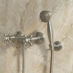Aquanello Heritage Ascot Set doccia classico con manopole a stella in acciaio inox, doccetta inclusa NB-2002-HA