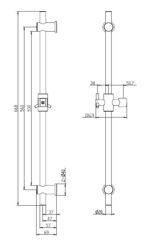 Aquanello Heritage Collection Barra scorrevole classica 668 mm in acciaio inox NB-9004-HC