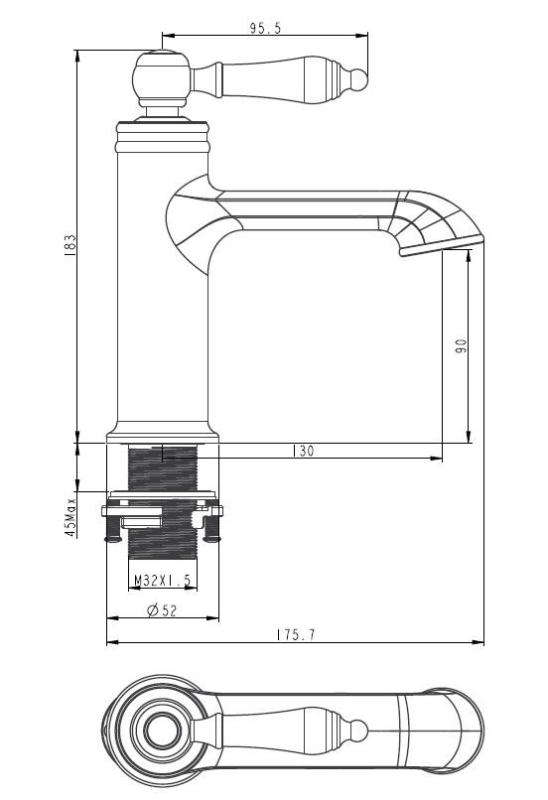 Aquanello Heritage Manor Miscelatore classico nostalgico per lavabo in acciaio inossidabile NB-1001-HM