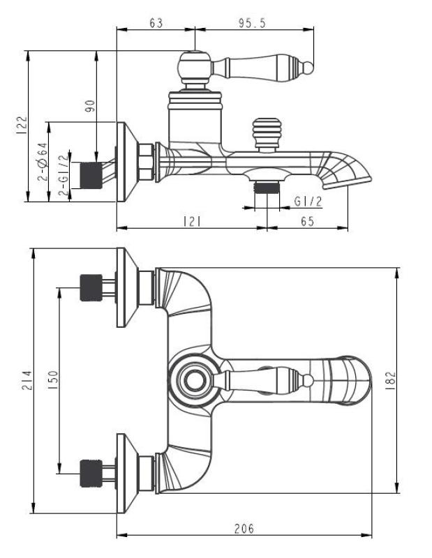 Aquanello Heritage Manor Miscelatore classico per vasca da bagno Bronzo BN-3001-HM