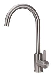 Aquanello Forma Miscelatore monocomando da cucina in acciaio inox massiccio con bocca rotonda SS-1002-FM