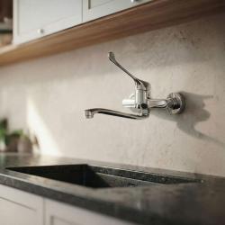 Aquanello Medic Rubinetto da cucina a parete con leva lunga cromata CR-1005-MD
