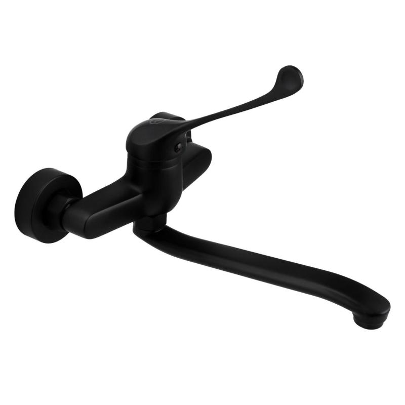 Aquanello Medic Kitchen Wall Faucet with Long Handle Black BL-1005-MD