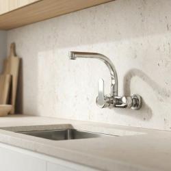 Aquanello Casa Rubinetto da cucina a parete con bocca superiore cromata CR-1003-CS