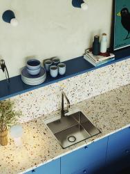 Aquadesign Plana Lavello in acciaio inox da incasso 48x49 cm con foro per rubinetto, sifone e tappo di scarico Clickclack inclusi 1208972559