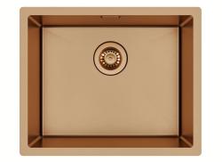 Ausmann Mosel Set combinato Lavello PVD Rame 50x40 cm con rubinetto da cucina, dispenser sapone e tappetino arrotolabile 1208972563