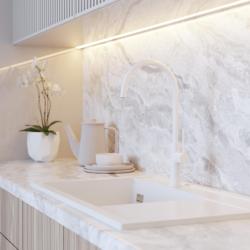 Graniteland Vira Slim Miscelatore da cucina bianco con bocca girevole 1208972621