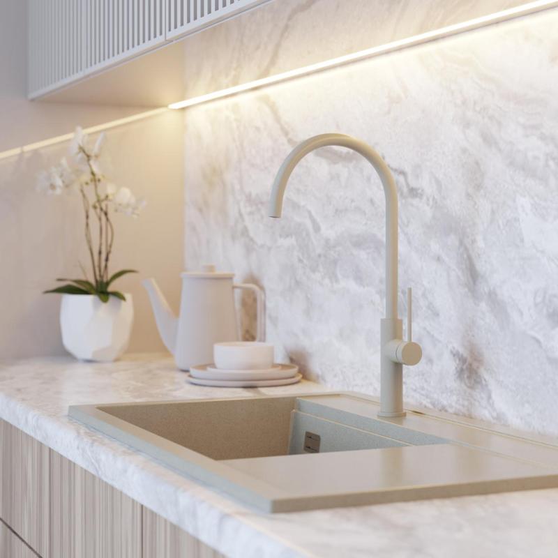 Graniteland Vira Slim Miscelatore da cucina beige con bocca girevole 1208972622