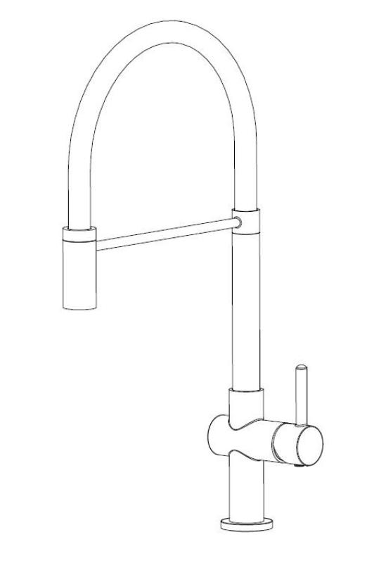 Aquanello Gastro Miscelatore da cucina con bocca flessibile, nero BL-4400-GT