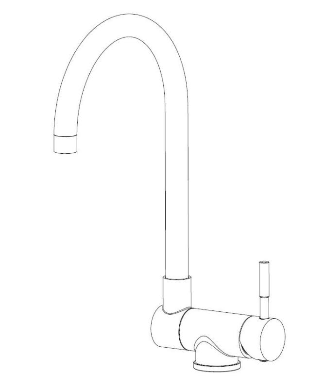 Aquanello Forma Rubinetto da cucina ribaltabile in acciaio inossidabile massiccio SS-1012-FM