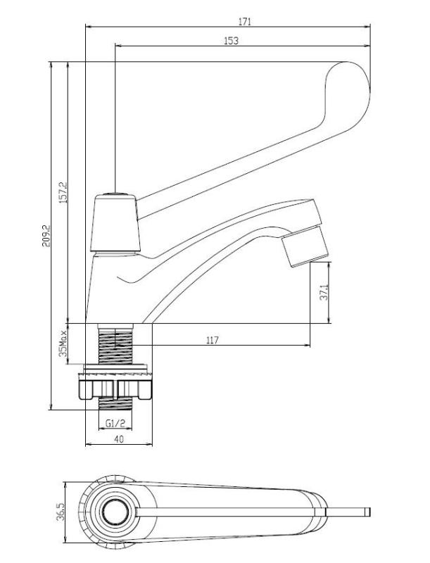 Aquanello Medic Cold Water Faucet with Long Handle, Chrome CR-1101-MD