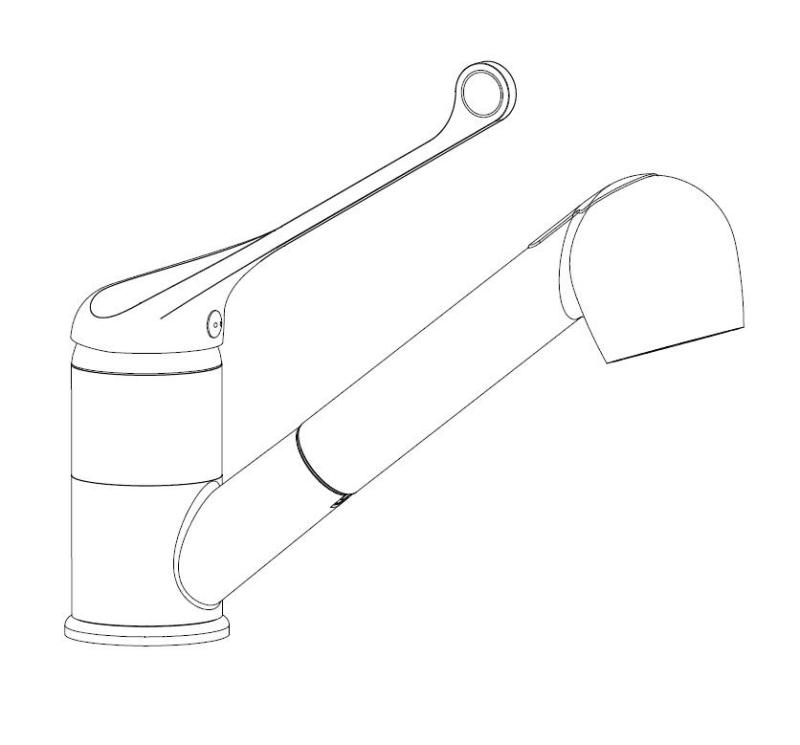 Aquanello Medic Miscelatore da cucina con leva lunga e bocca estraibile, cromato CR-1006-MD