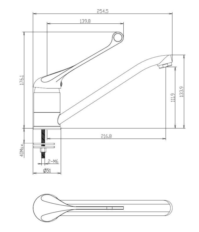 Aquanello Medic Miscelatore da cucina con leva lunga  Cromato CR-1007-MD