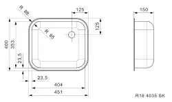 Reginox R184035OSK lavello in acciaio inossidabile 45x40cm da incasso con tappo in gomma R00359