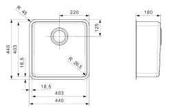 Reginox Ohio 40x40 lavello medio in acciaio inossidabile montaggio a filo sopra e sottopiano B09H2LLU06GDS.9 1501