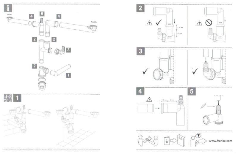 Franke Set di scarico salvaspazio per lavello da cucina con 2 contenitori Spazio 2 2269