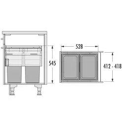 HAILO Euro Cargo Pattumiera 2 x 38 litri con chiusura ammortizzata per il mobile 2294