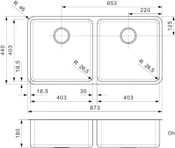 Reginox Ohio 40x40 + 40x40 lavello doppio in acciaio inossidabile B09H6LLU08GDS.9 R16596