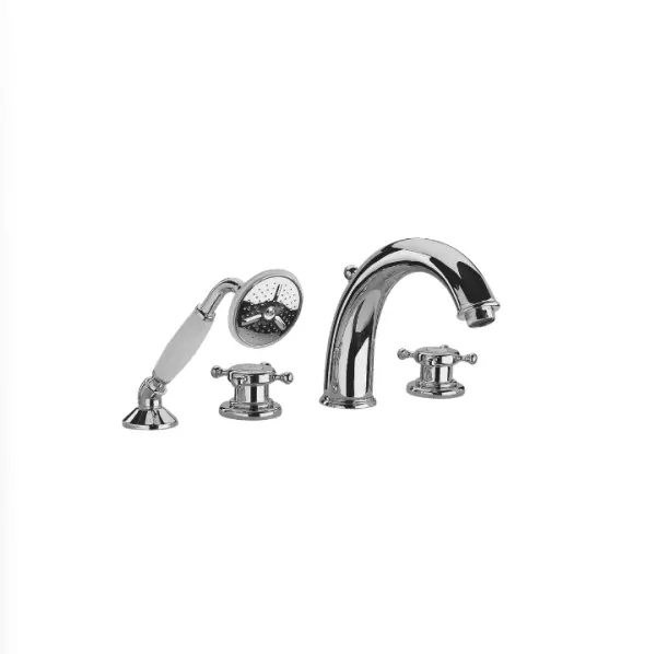 Rubinetto da bagno a 4 fori Huber Victorian con set doccia Cromo VT00026021