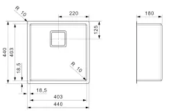 Reginox Texas R10 raggio esterno 40 x 40 lavello medio in acciaio inossidabile R28025