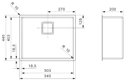 Reginox Texas R10 raggio esterno 50 x 40 lavello medio in acciaio inossidabile R28032