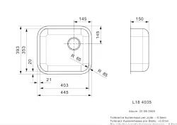 Reginox L18 4035 OKG Lavello in acciaio inossidabile lucidato montaggio a filo B2914LLU06GDS