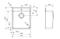 Reginox Ohio 40x40 Tapwing Lavello montaggio a filo con foro per rubinetto B09H9LLU06NDS.9 R15803