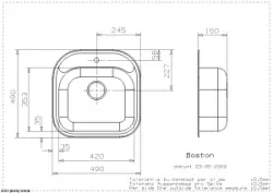 Reginox Boston Lavello in acciaio inossidabile con foro per rubinetto 49x49cm montaggio a filo R00670