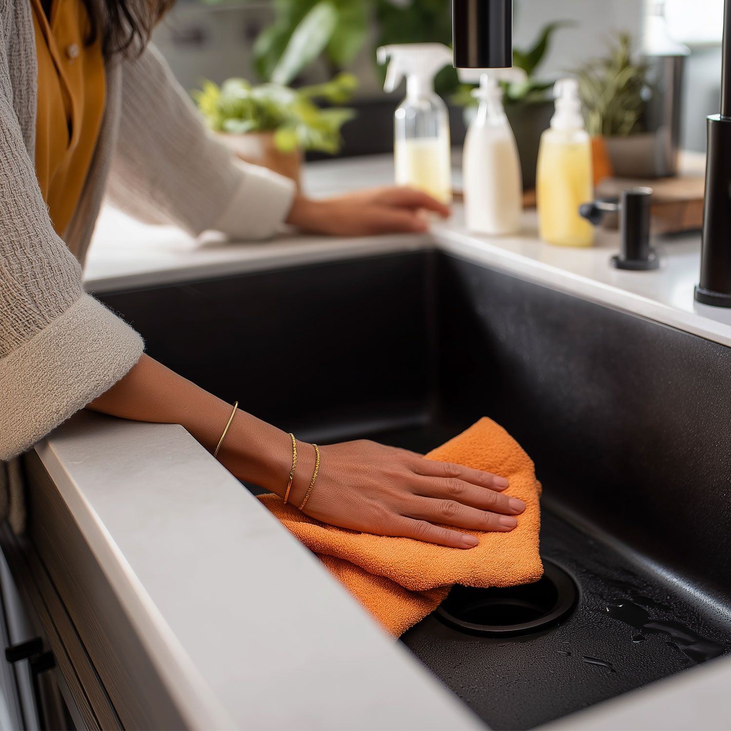 Come pulire un lavello nero?